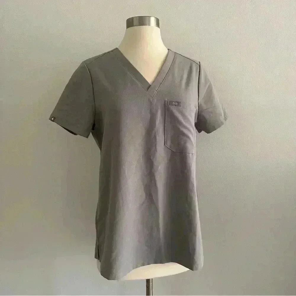 Figs Catarina One Pocket Scrub Top Gray S
